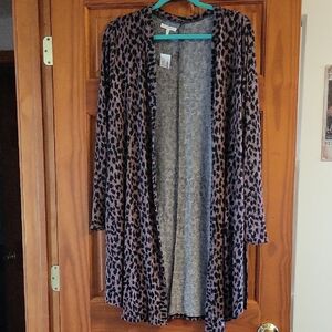 Maurices Gray and Mauve Animal Print Cardigan